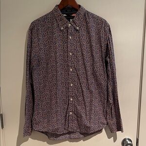 Tommy Hilfiger Men's Blue and Red Patterned Shirt